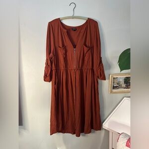 Torrid Rust Long Sleeve Dress